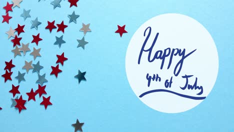 Animation-of-4th-of-july-text-over-stars-of-united-states-of-america-on-blue-background