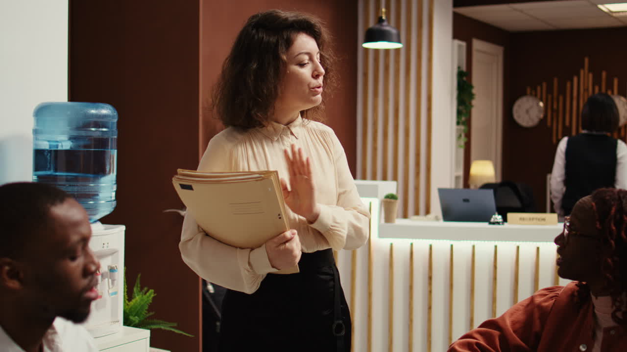 Hotel administrator upselling guests