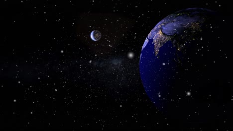 el planeta tierra y la luna giran entre sí, el universo