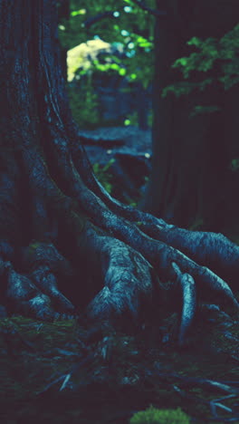 close-up of tree roots in a forest