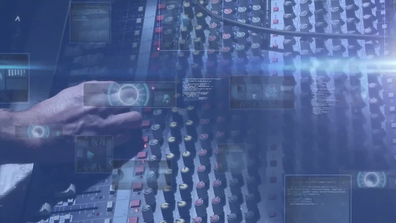 animación de pantallas con procesamiento de datos sobre el hombre utilizando un ecualizador de sonido