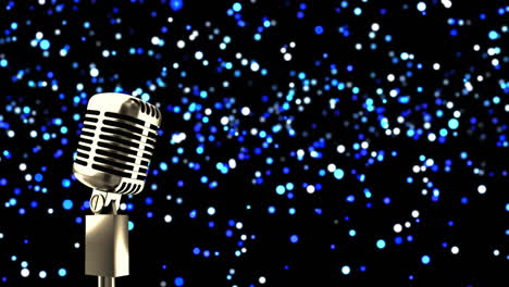 animation of retro microphone over glowing spots of light