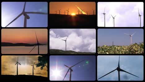 montage footage of wind turbines