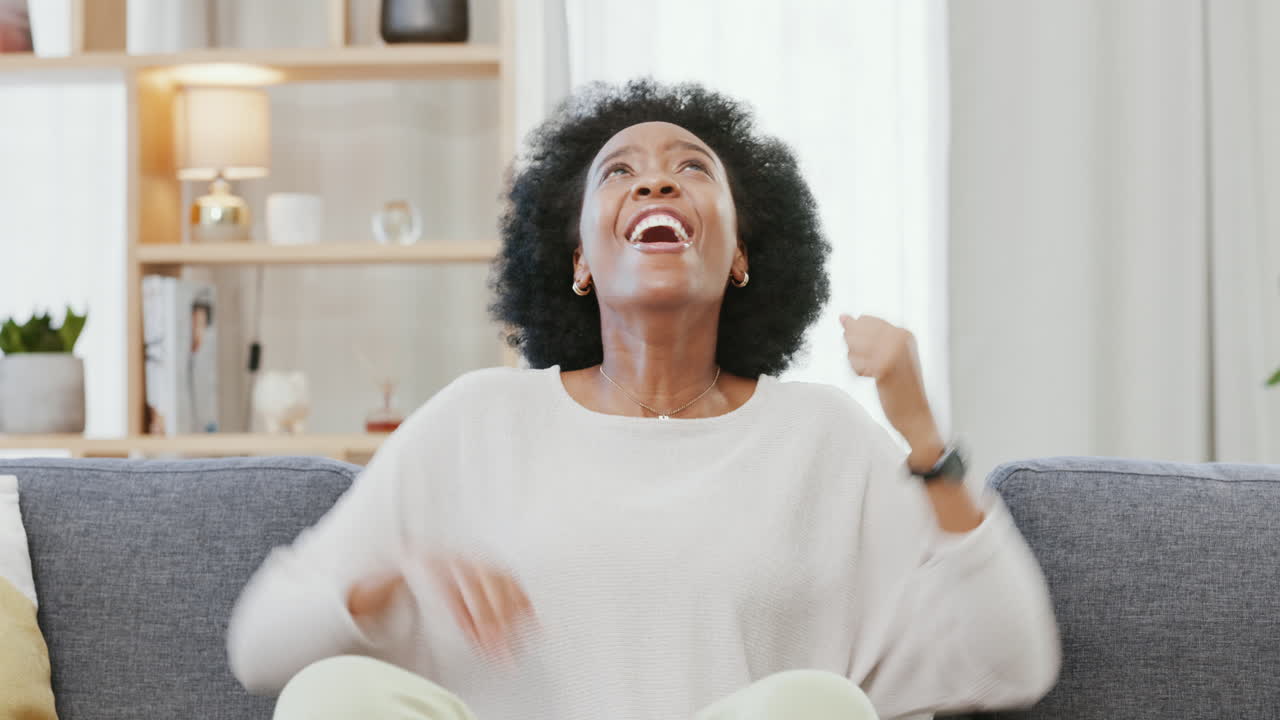 Shocked woman shouting and cheering with joy