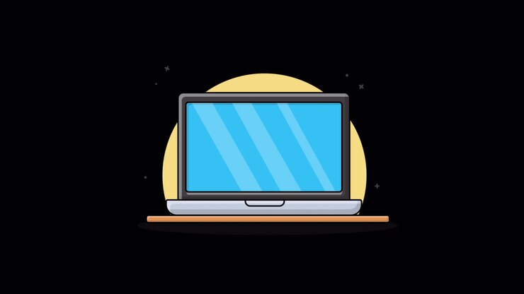 Animierter Laptop öffnet sich mit Bluescreen-Anzeige