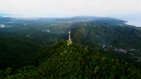 aerial view of phone telecommunications tower in mount cagmasuso, san andres, catanduanes, philippines