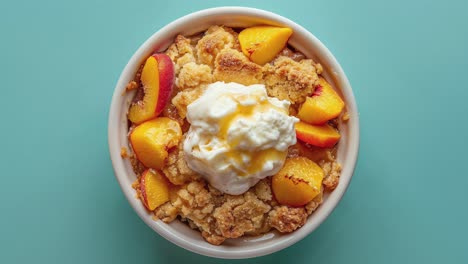 delicioso postre de zapatillas de melocotón con crema batida