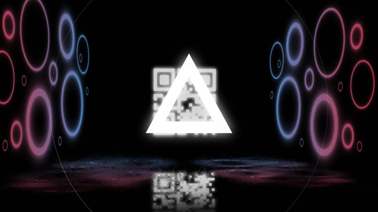 네온 원 위에 반 ⁇ 이는 qr 코드의 애니메이션