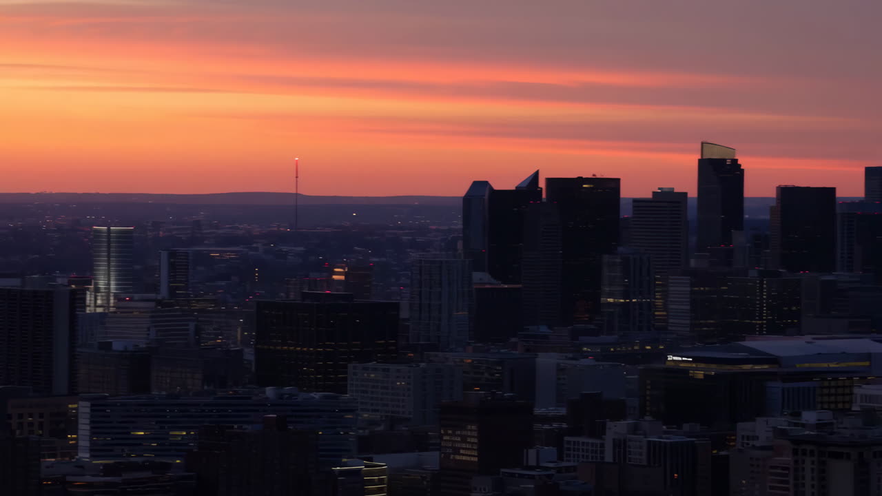 City Skyline at Sunset with Vibrant Sky