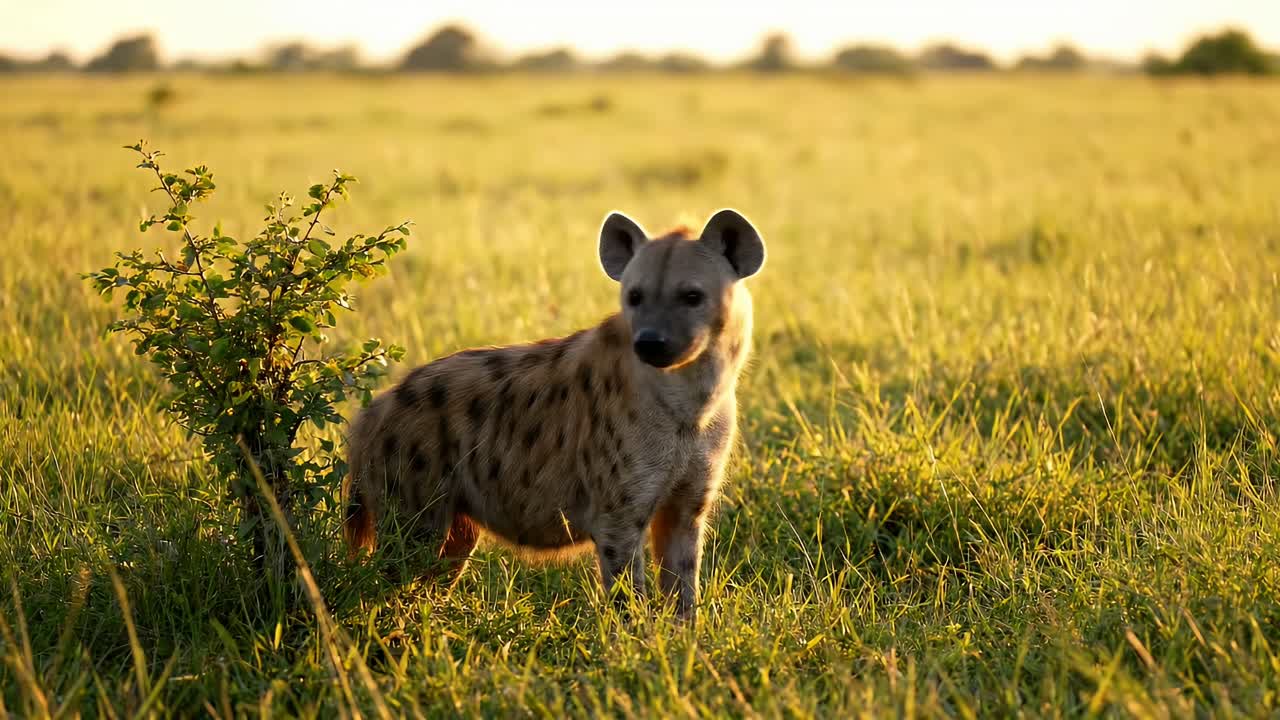 Iena maculata in piedi nella savana africana al tramonto