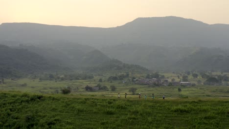 amazing mountain and agricultural landscape of karjat mumbai india - aerial shot