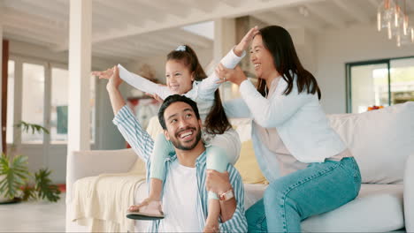 girl, father and plane in family home