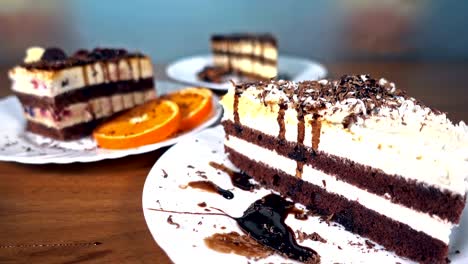 pastry chef decorating a slice of cake, closeup, 4k