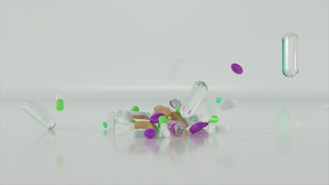 colorful 3d illustration of falling pills