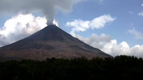 an active volcano bilious smoke and ash