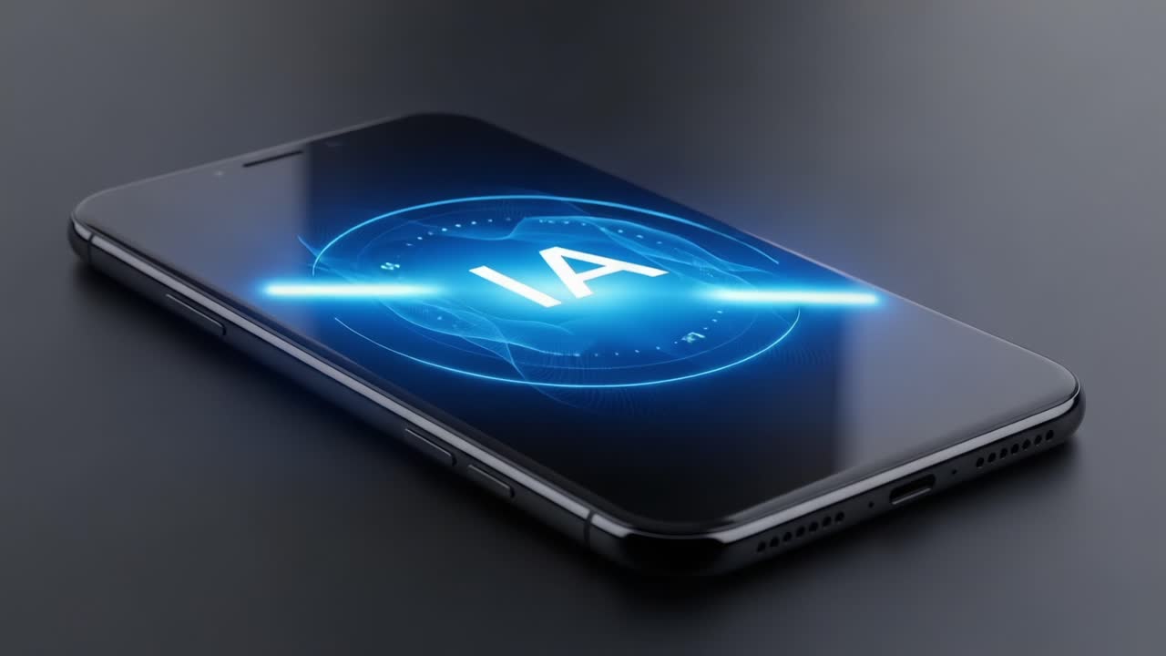 Exploring the Evolving Interface of Artificial Intelligence: A Detailed Look at a Smartphone Displaying AI Technology with Dynamic Visual Elements