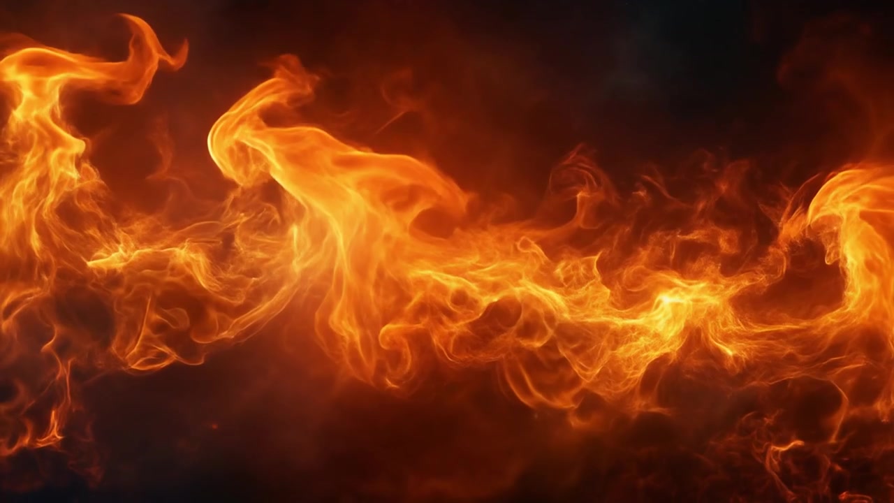 Fiamme di fuoco intense e furiose che divampano su sfondo scuro