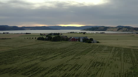 a drone shot an enormous farmlands and pastures in norway