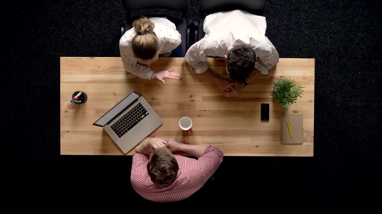 Two workers complain about each other to their boss, communication concept, problem concept, work concept