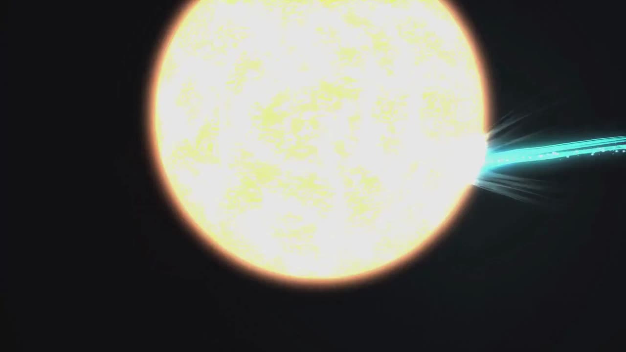 A comet passing around the sun.