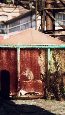 rusty metal structure in abandoned industrial area