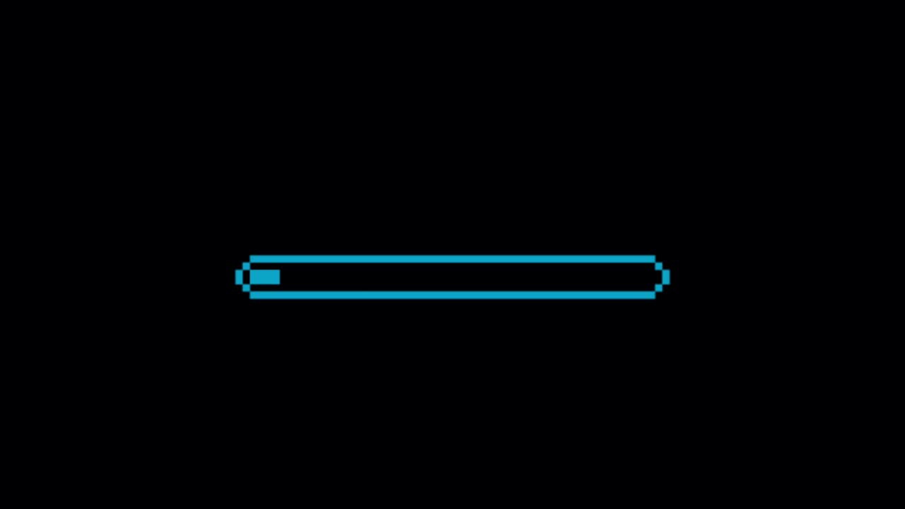 Animation colorful loading bar on black background.