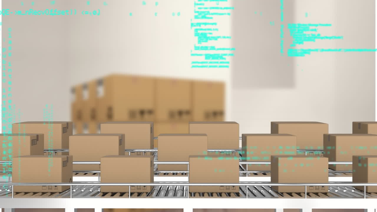 animación de cajas de cartón y cinturones.