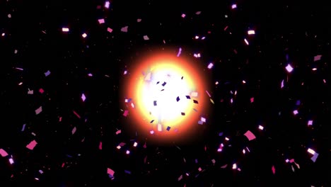 animación de confeti con fuegos artificiales sobre fondo negro