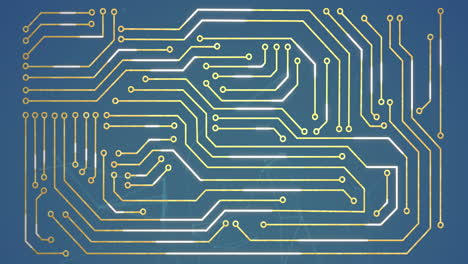 animación del procesamiento de datos a través de una placa de circuitos.