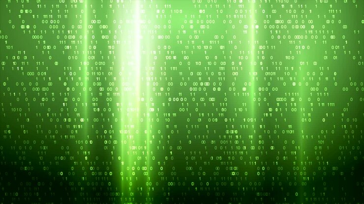 Glowing green technology binary code video animation