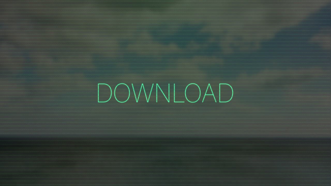 Green static burst causing teal DOWNLOAD word flickering and clearing, simulating retro scan noise