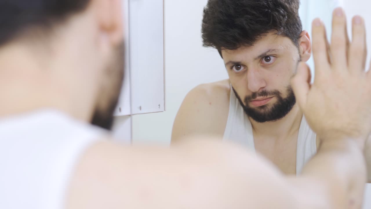 정신병을  ⁇ 고 있는 사람은 거울에 자신을 보고 웃습니다.