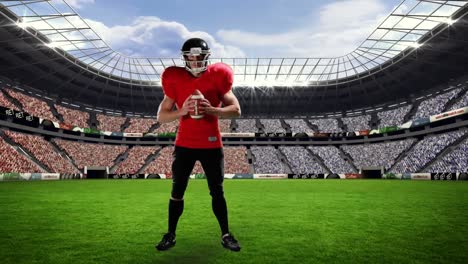 animation of american football player over sports stadium