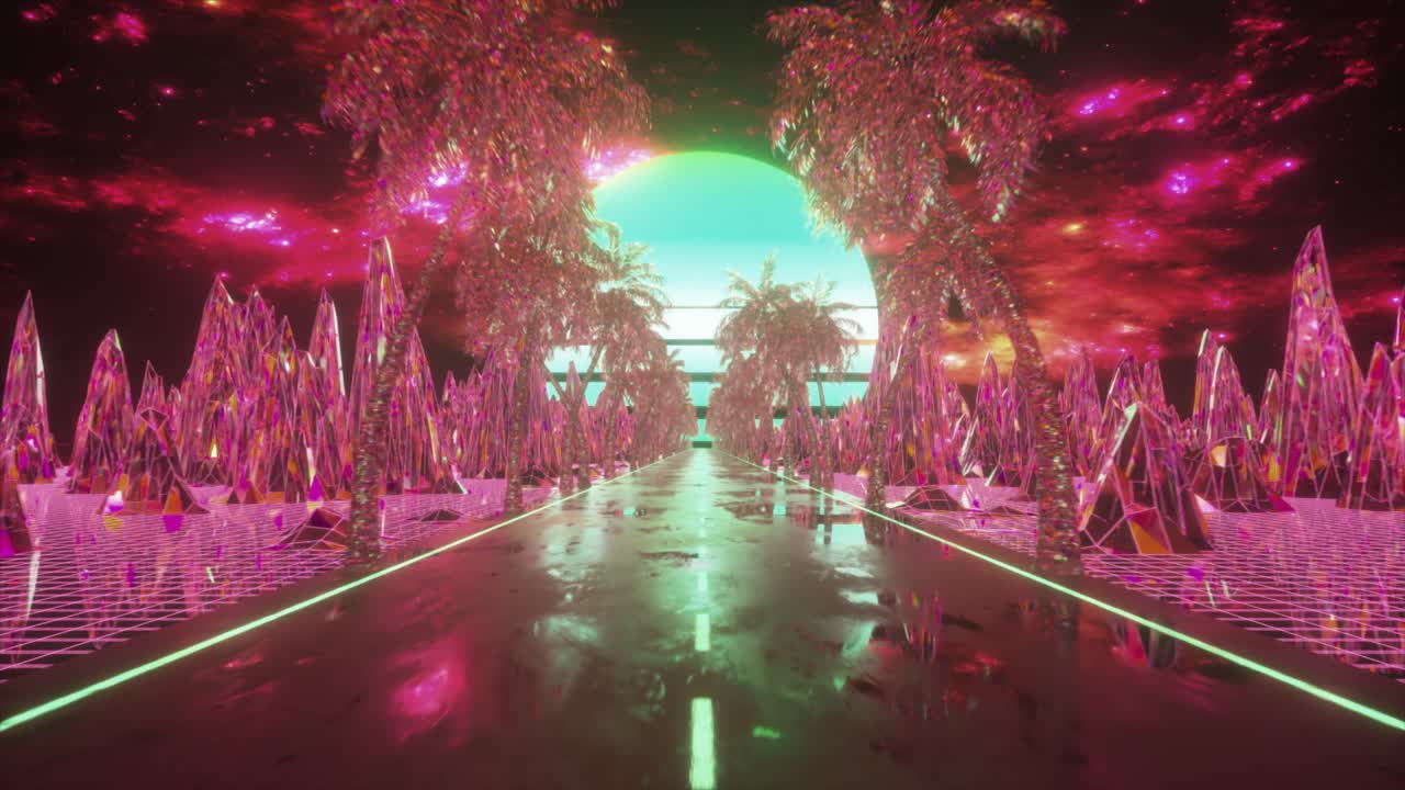 viaje por el camino retro cyberpunk