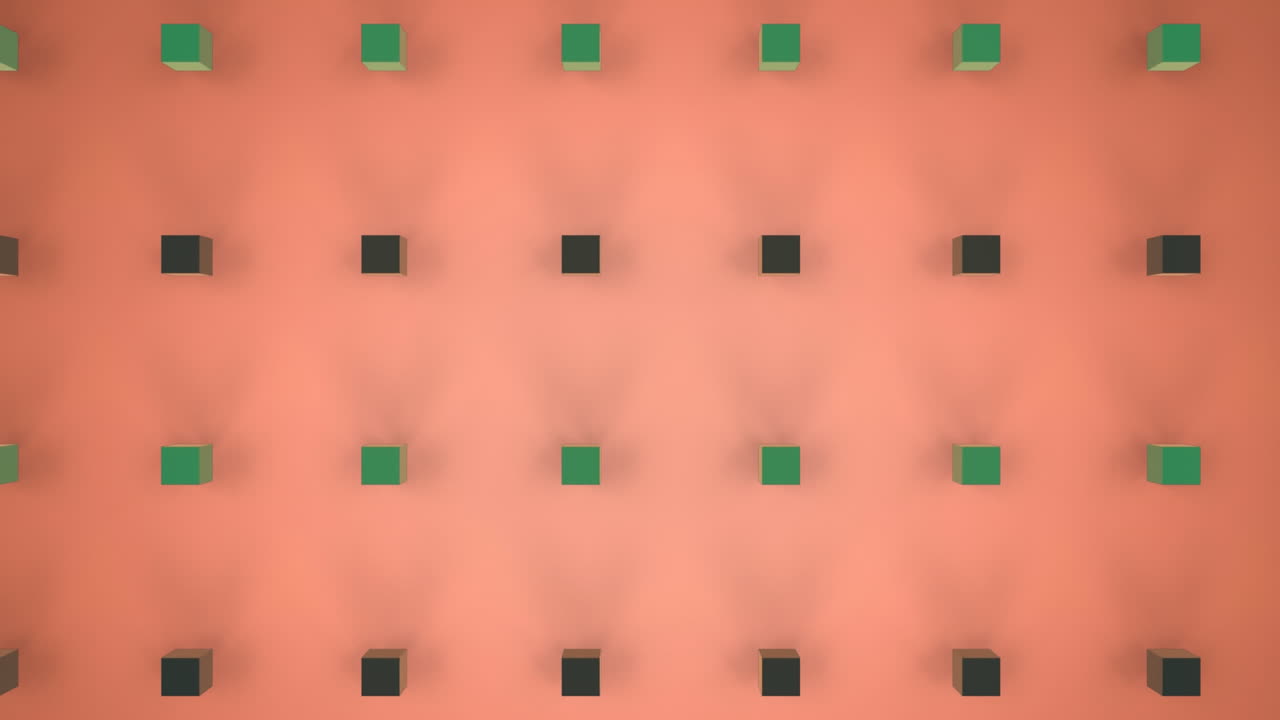 cubos 3d en movimiento en el fondo rosa de salmón