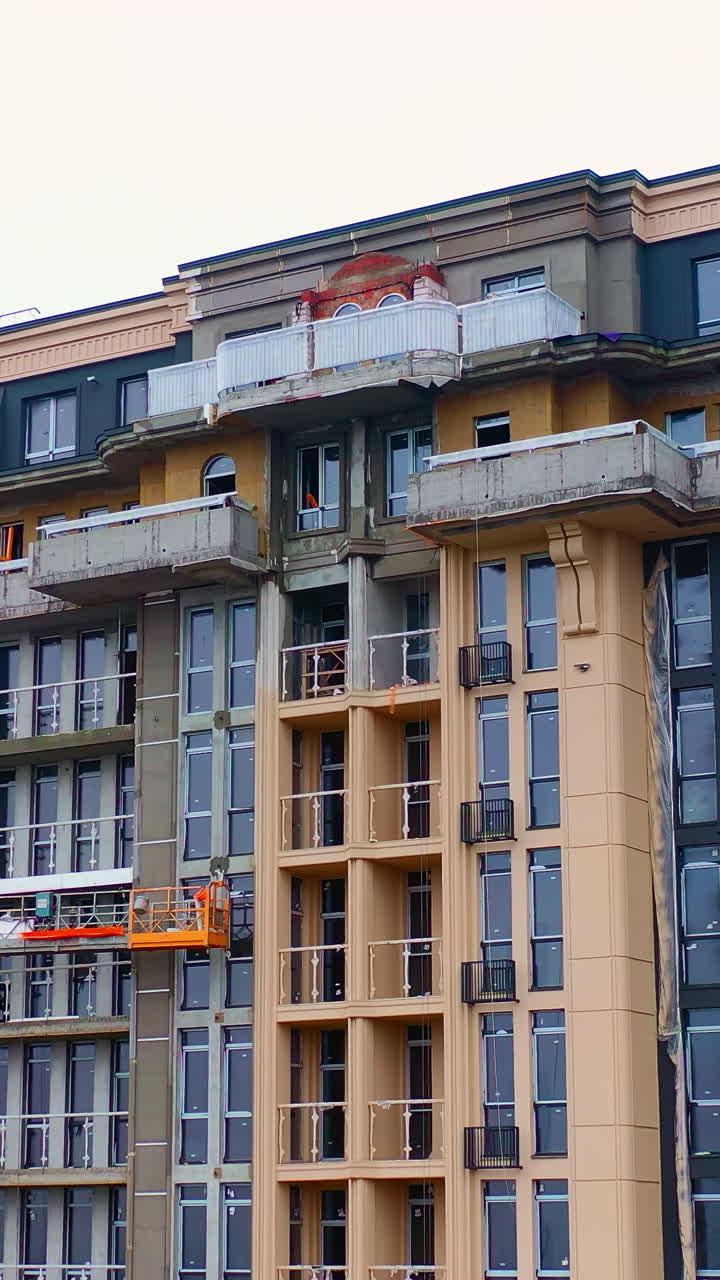 Residential neighborhood in city. Modern residential complex for young families