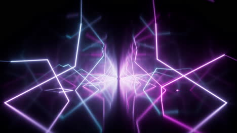 neon lights tunnel: abstract purple and blue glowing lines background