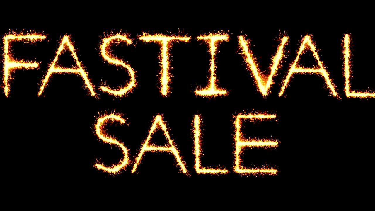 페스티벌 판매 텍스트 스파클러 글리터 스파크 불꽃놀이 루프 애니메이션