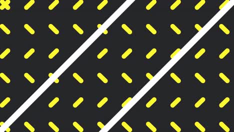Animation-of-white-lines-and-rotating-yellow-capsules-on-black-background