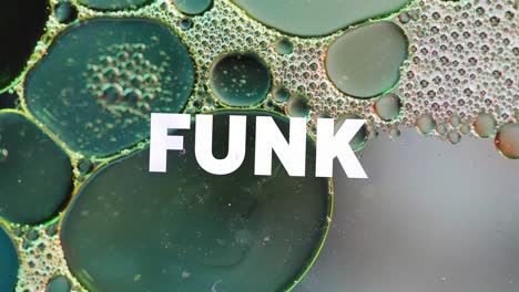 animation of funk text over abstract liquid patterned background