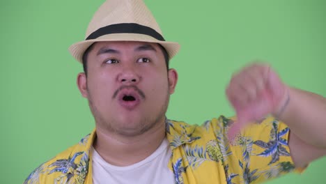 young handsome overweight asian tourist man