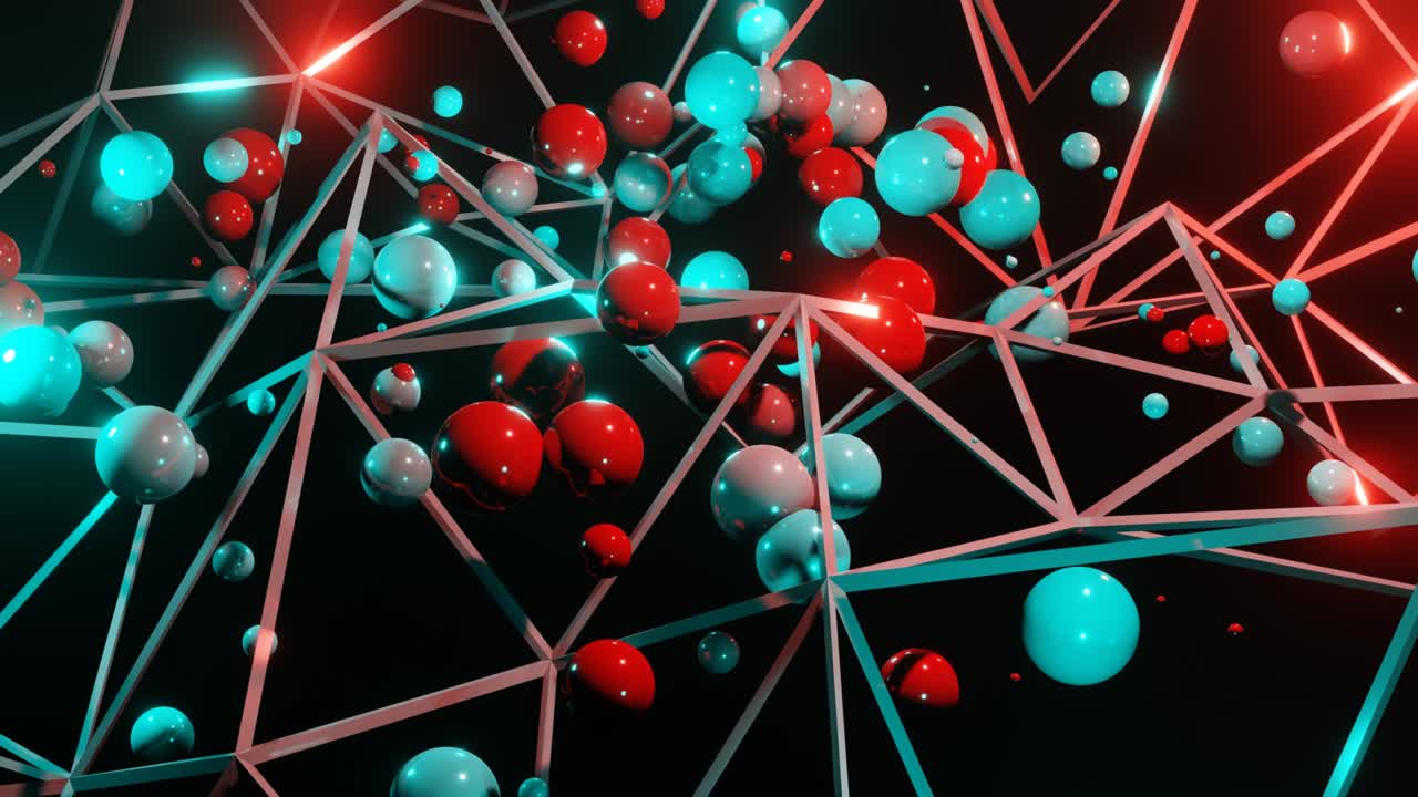efecto plexo 4k: conexión digital abstracta, puntos y líneas en movimiento.