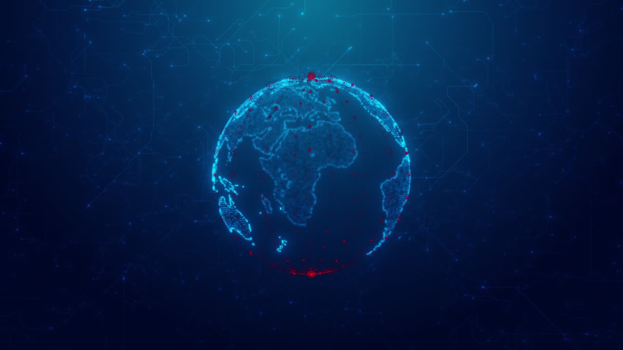 HUD-hologram med global netværksforbindelse, big data-analyse og business intelligence-verdenskort