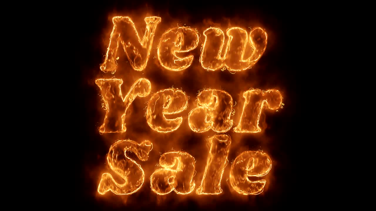 새해 판매 단어 뜨거운 애니메이션 불타는 현실적인 불 불꽃 루프