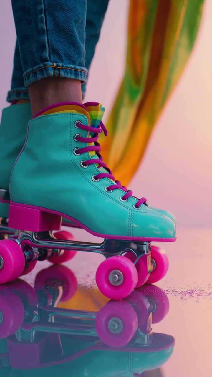 Retro Roller Skates with Rainbow Details