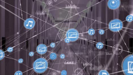 Animation-of-network-of-connections-and-data-processing-over-computer-servers