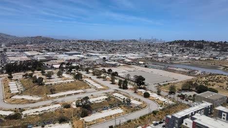 this drone footage captures a serene flyby over the bayview neighborhood in san francisco