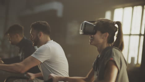group vr exercise session in gym