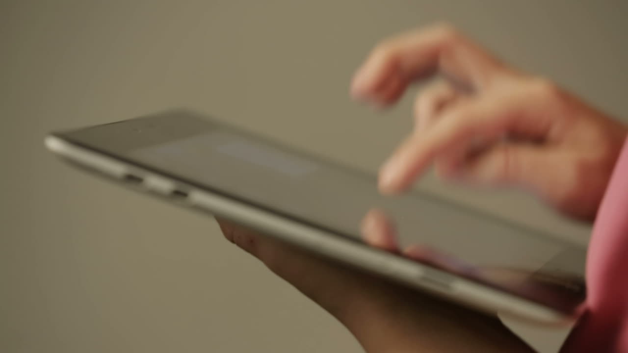 Girl hand touching screen on tablet pc. Teen girl hand touching screen on modern digital tablet pc