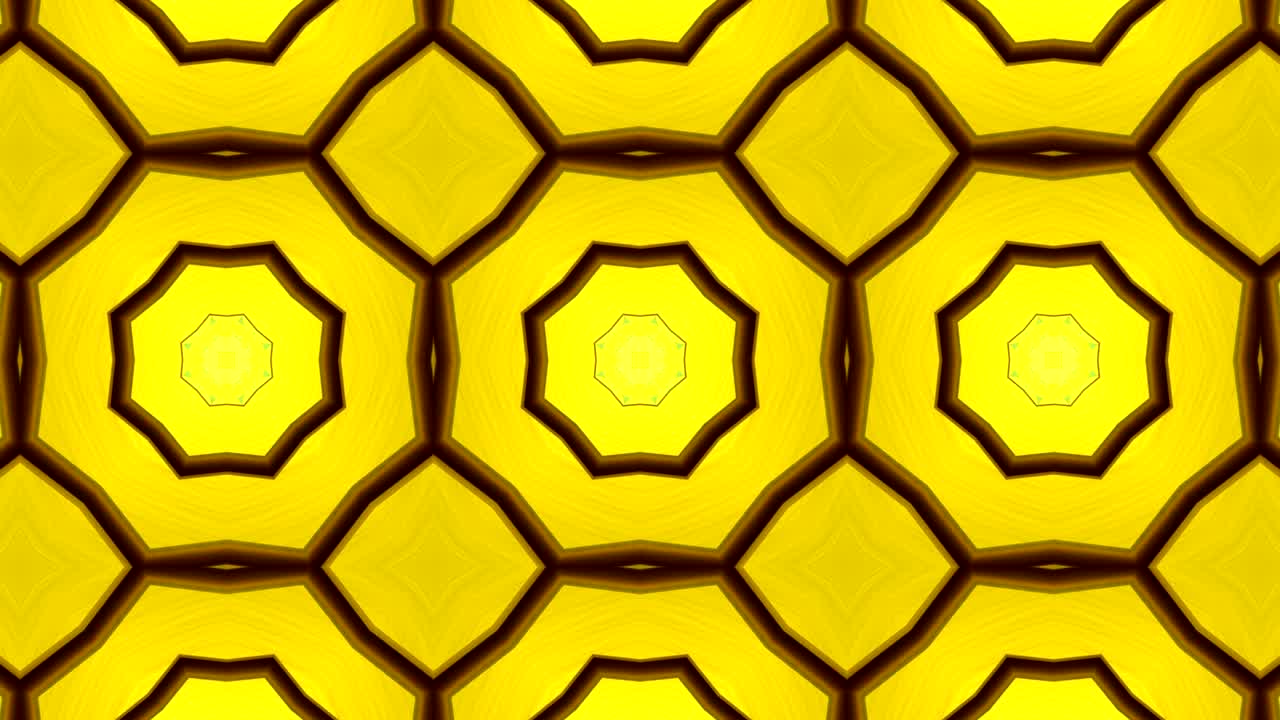 3d Looped abstract gold colored kaleidoscope or mandala.